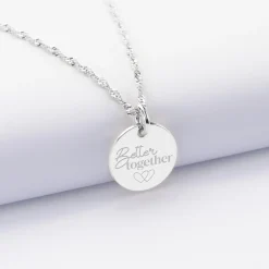 Pendentif Mariée personnalisé médaille gravée argent 15 mm