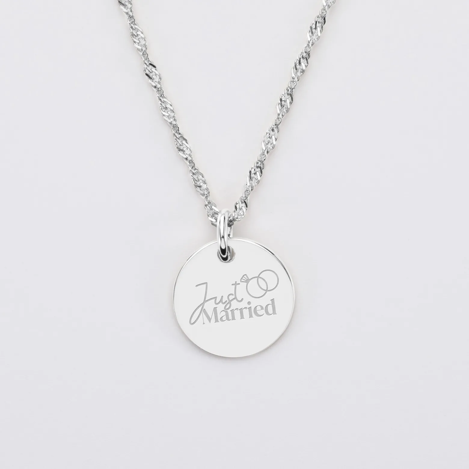 Pendentif Mariée personnalisé médaille gravée argent 15 mm