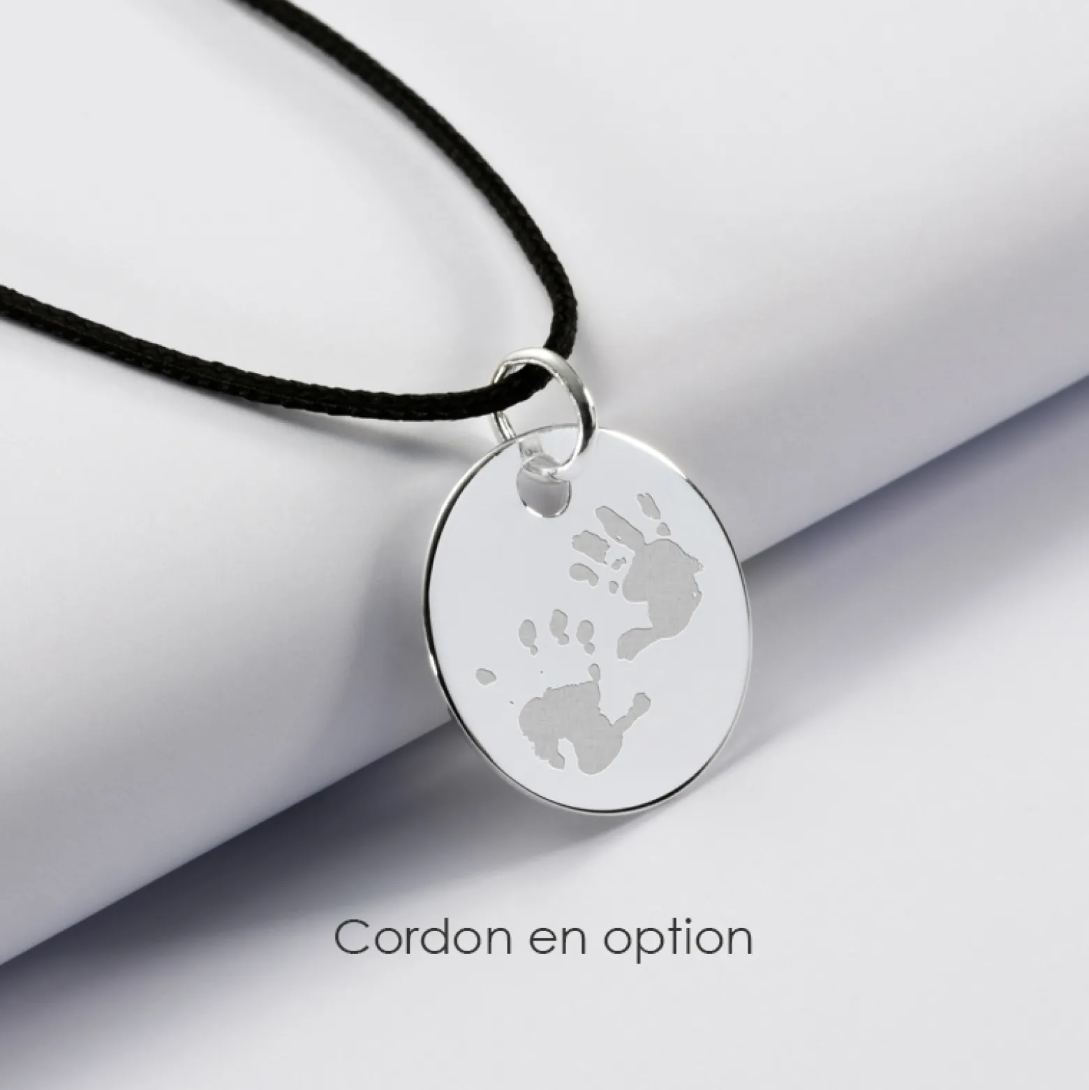 Pendentif Mariée personnalisé médaille gravée argent 15 mm