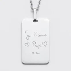 Pendentif Papa personnalisé médaille gravée acier 20x32 mm