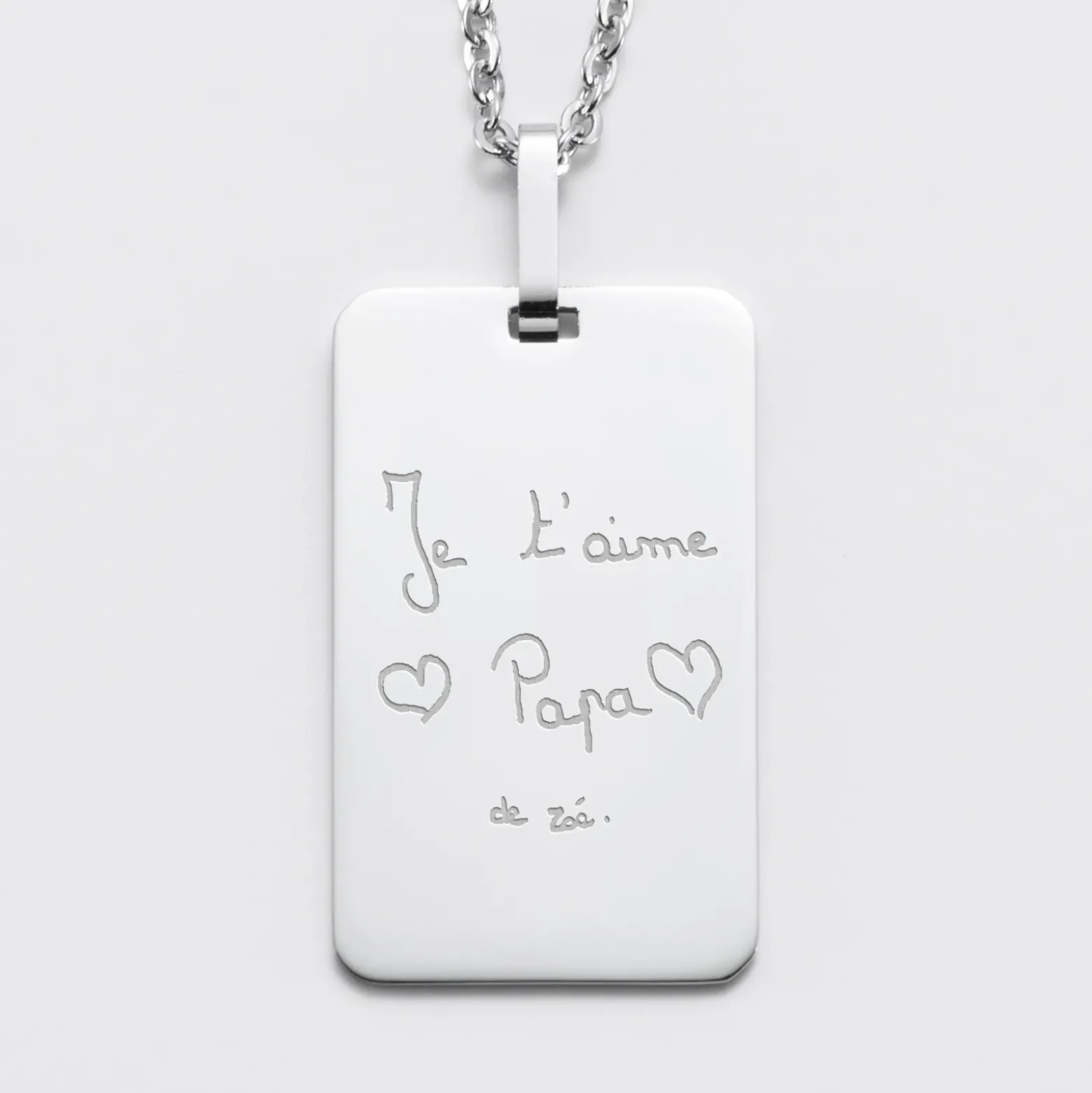 Pendentif Papa personnalisé médaille gravée acier 20x32 mm