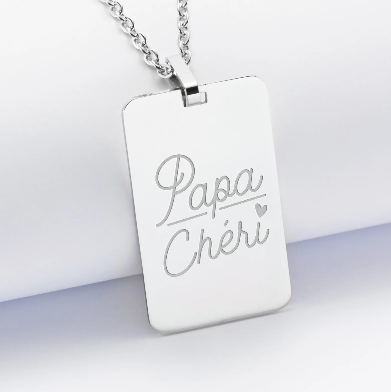 Pendentif Papa personnalisé médaille gravée acier 20x32 mm