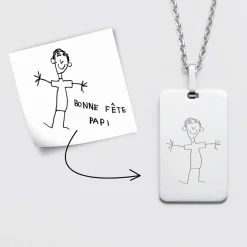 Pendentif Papa personnalisé médaille gravée acier 20x32 mm