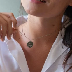 Pendentif personnalisé 2 médailles gravées argent 19 mm et 15 mm