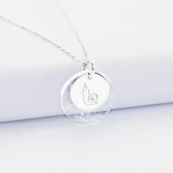 Pendentif personnalisé double médailles gravées argent 15 mm et acrylique "Carte du ciel étoilé" 20 mm