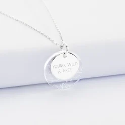 Pendentif personnalisé double médailles gravées argent 15 mm et acrylique "Carte du ciel étoilé" 20 mm