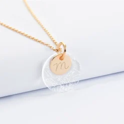 Pendentif personnalisé double médailles gravées plaqué or 10 mm et acrylique "Carte du ciel étoilé" 20 mm