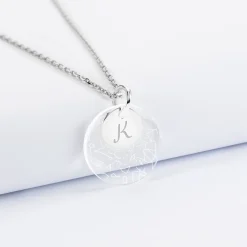 Pendentif personnalisé double médailles gravées argent 10 mm et acrylique "Carte du ciel étoilé" 20 mm