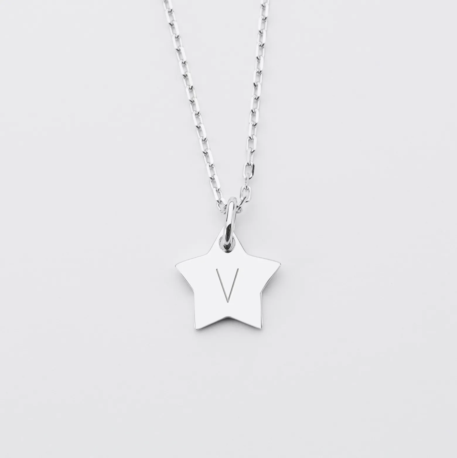 Pendentif personnalisé initiale médaille gravée argent étoile 12 mm