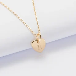 Pendentif personnalisé initiale médaille gravée plaqué or coeur 10 mm