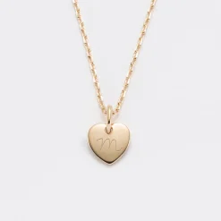 Pendentif personnalisé initiale médaille gravée plaqué or coeur 10 mm