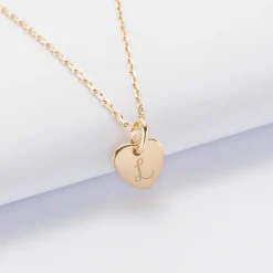 Pendentif personnalisé initiale médaille gravée plaqué or coeur 10 mm