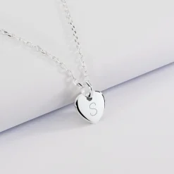 Pendentif personnalisé initiale médaille gravée argent coeur 10 mm