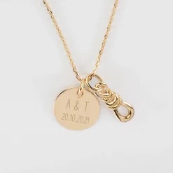 Pendentif personnalisé "Le lien" et médaille gravée plaqué or 15 mm - HappyBulle x Lilylovesfashion