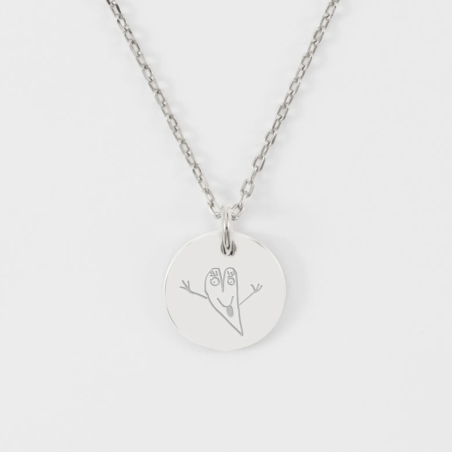 Pendentif personnalisé médaille martelée gravée argent 15 mm