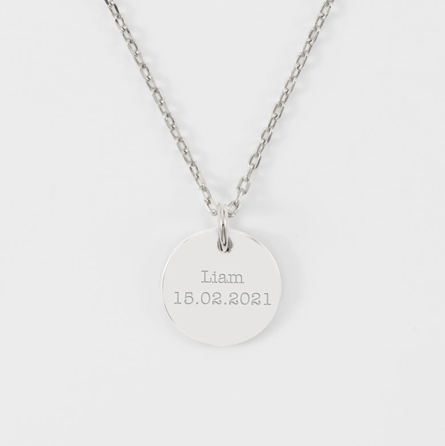 Pendentif personnalisé médaille martelée gravée argent 15 mm