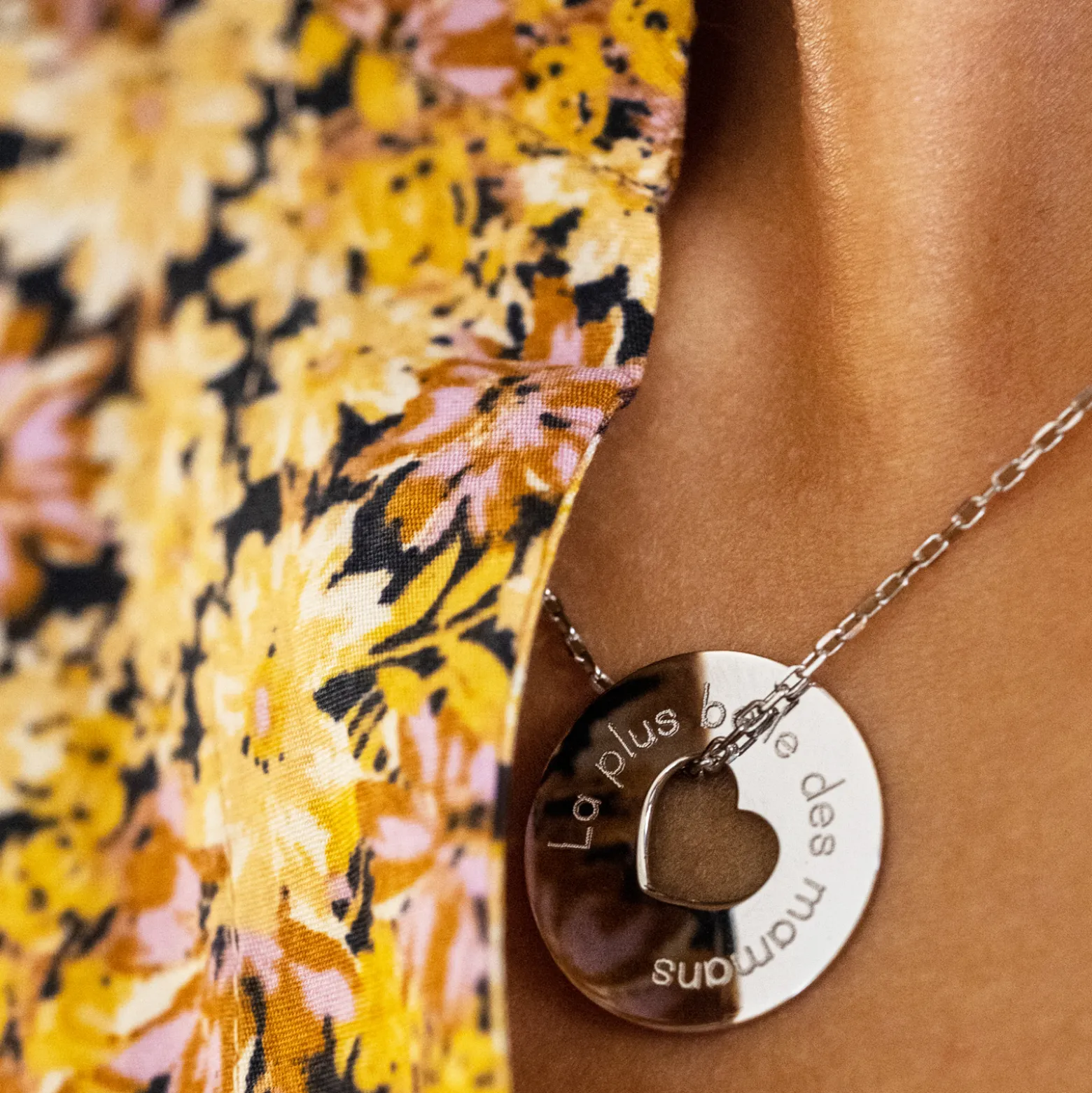 Pendentif personnalisé médaille argent gravée cible coeur 21 mm