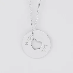 Pendentif personnalisé médaille argent gravée cible coeur 21 mm