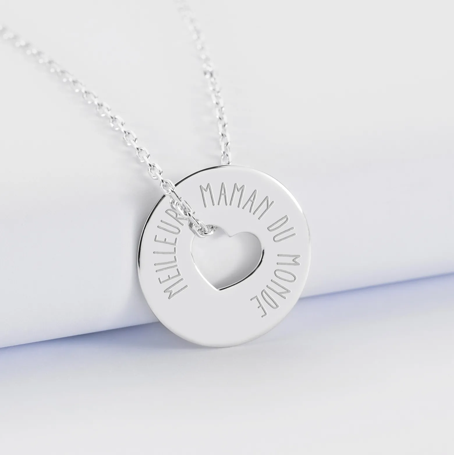 Pendentif personnalisé médaille argent gravée cible coeur 21 mm