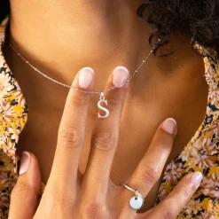 Pendentif personnalisé médaille argent lettre initiale 14 mm