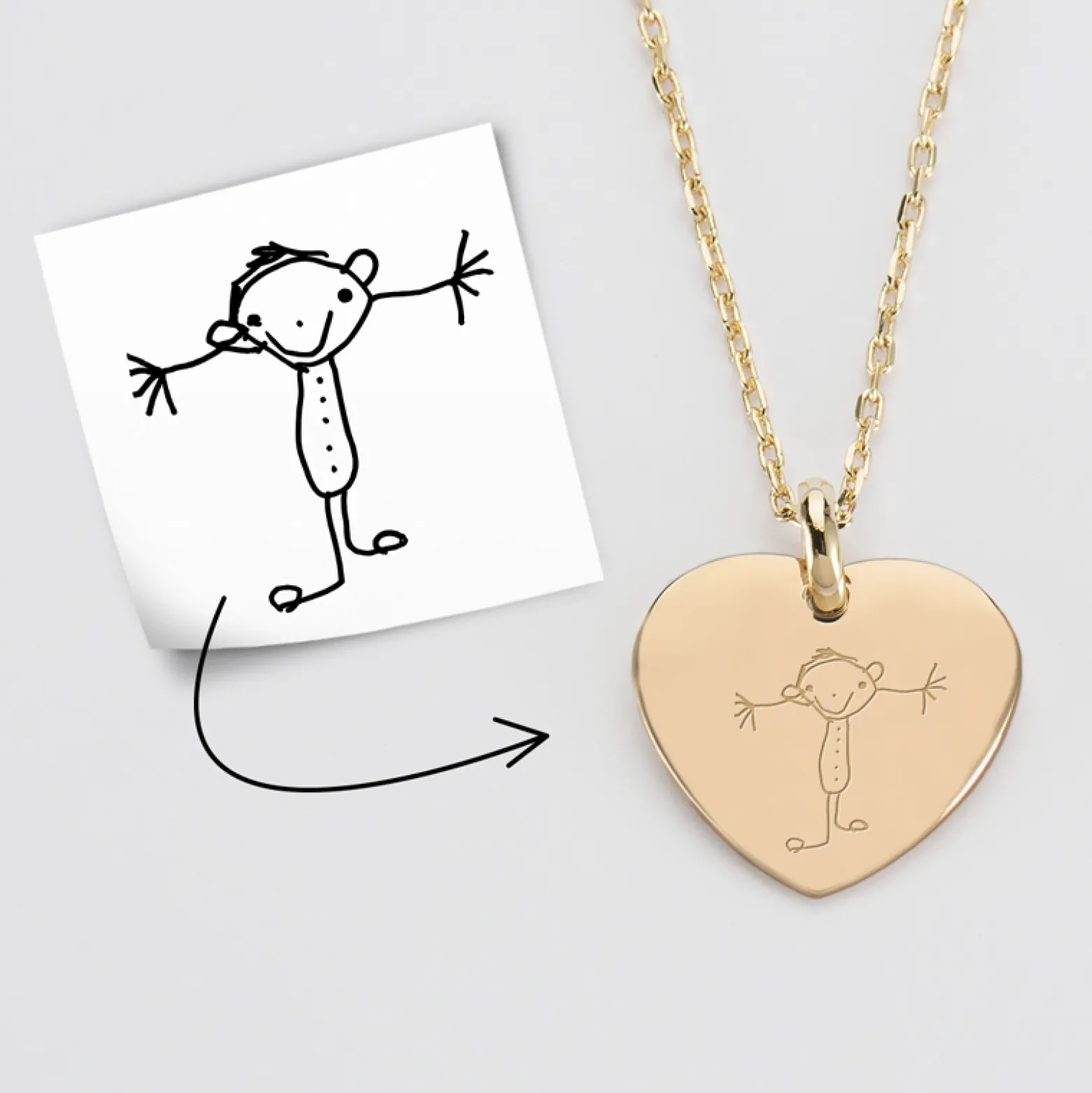 Pendentif personnalisé médaille gravée plaqué or coeur bombé 21x20 mm