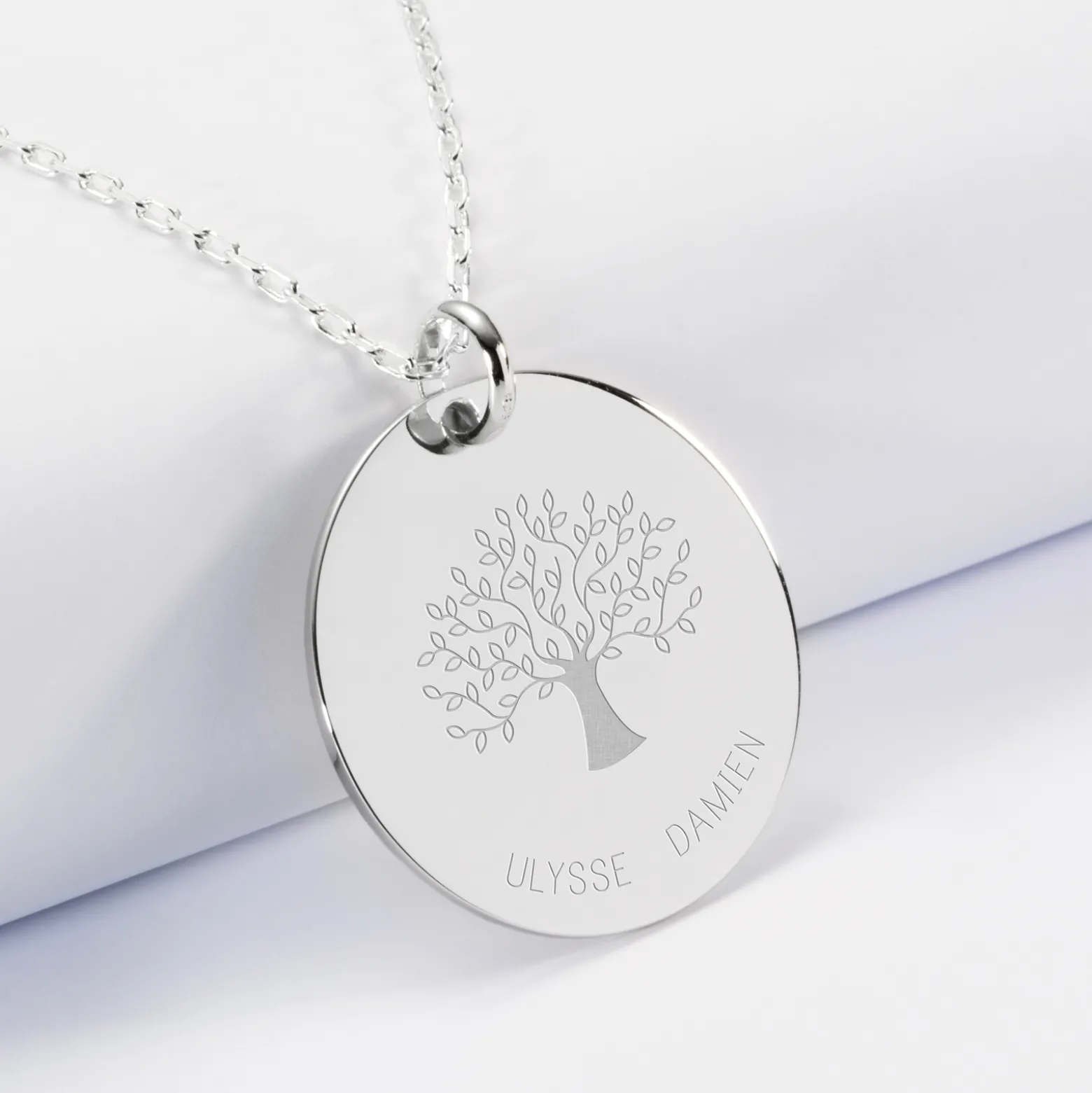 Pendentif personnalisé médaille gravée argent 27 mm - Edition spéciale Arbre de Vie