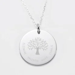 Pendentif personnalisé médaille gravée argent 27 mm - Edition spéciale Arbre de Vie