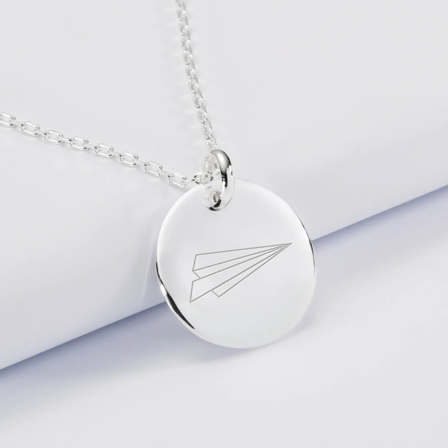 Pendentif personnalisé médaille bombée gravée argent 20 mm - Nos petits imparfaits