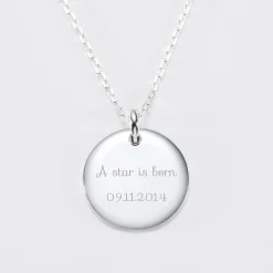 Pendentif personnalisé médaille bombée gravée argent 20 mm - Nos petits imparfaits