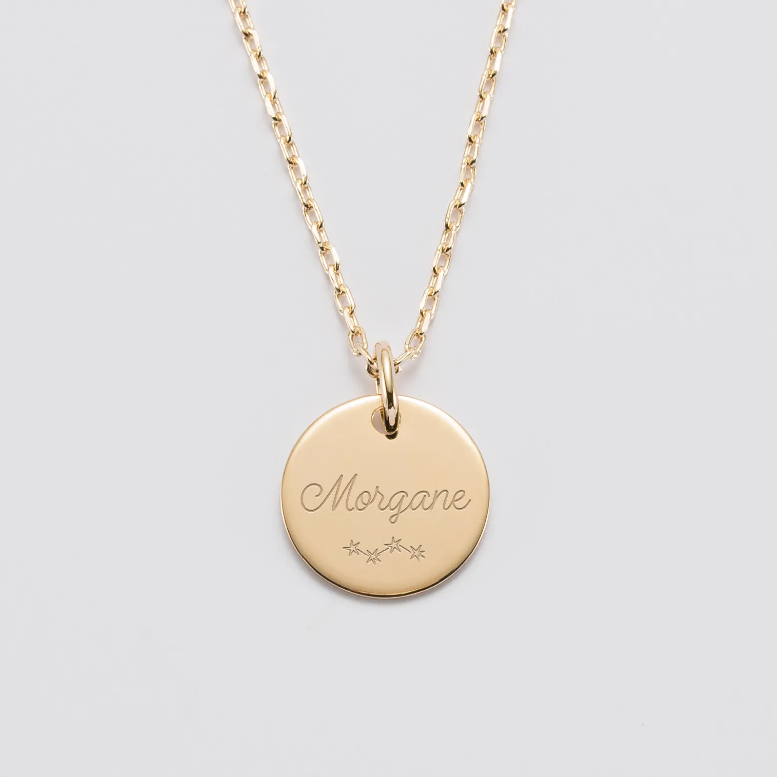 Pendentif personnalisé médaille gravée plaqué or 15 mm - Nos petits imparfaits