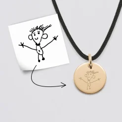 Pendentif personnalisé médaille gravée plaqué or 15 mm - Nos petits imparfaits