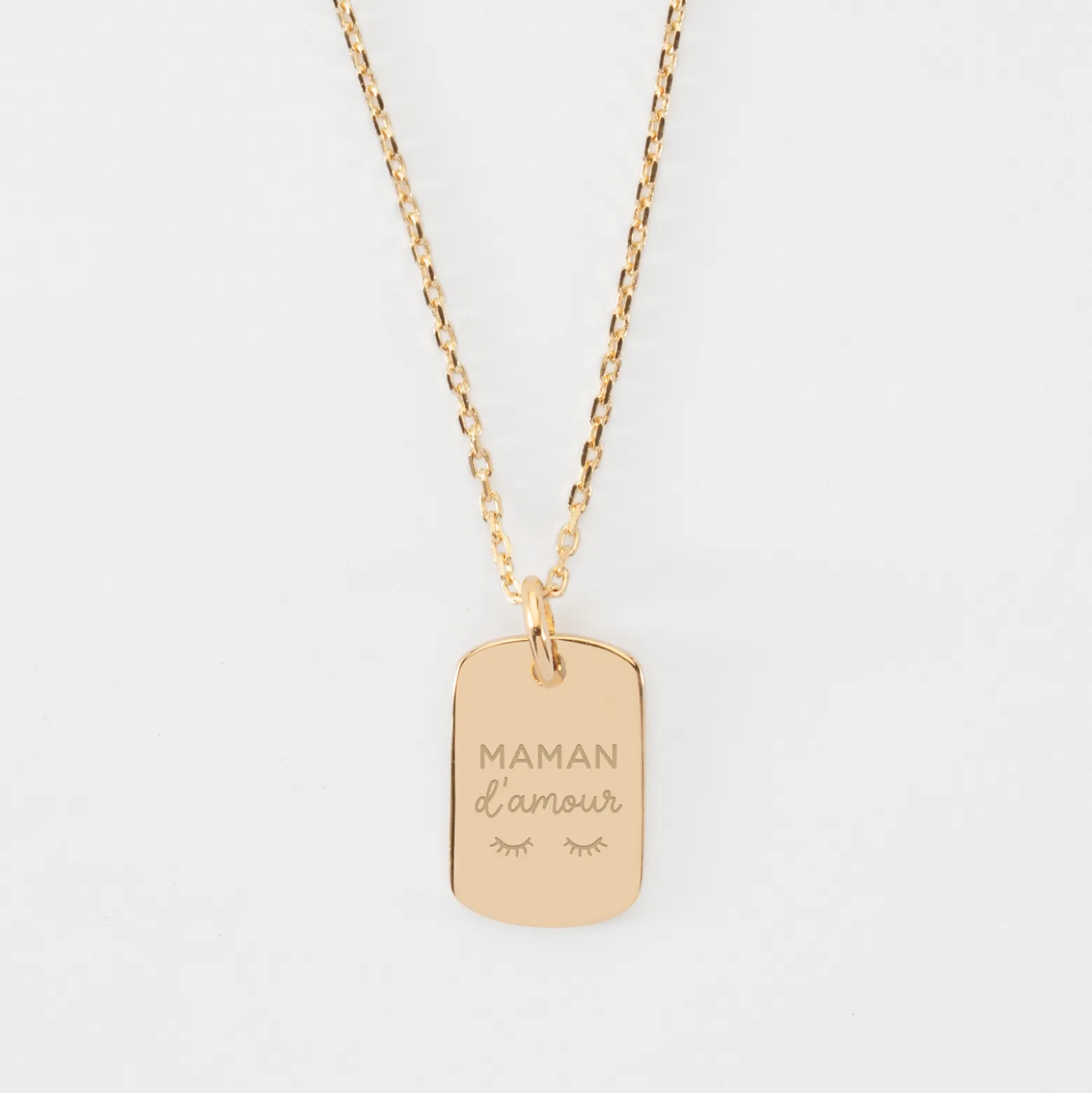 Pendentif personnalisé médaille gravée plaqué or rectangle 17x11 mm