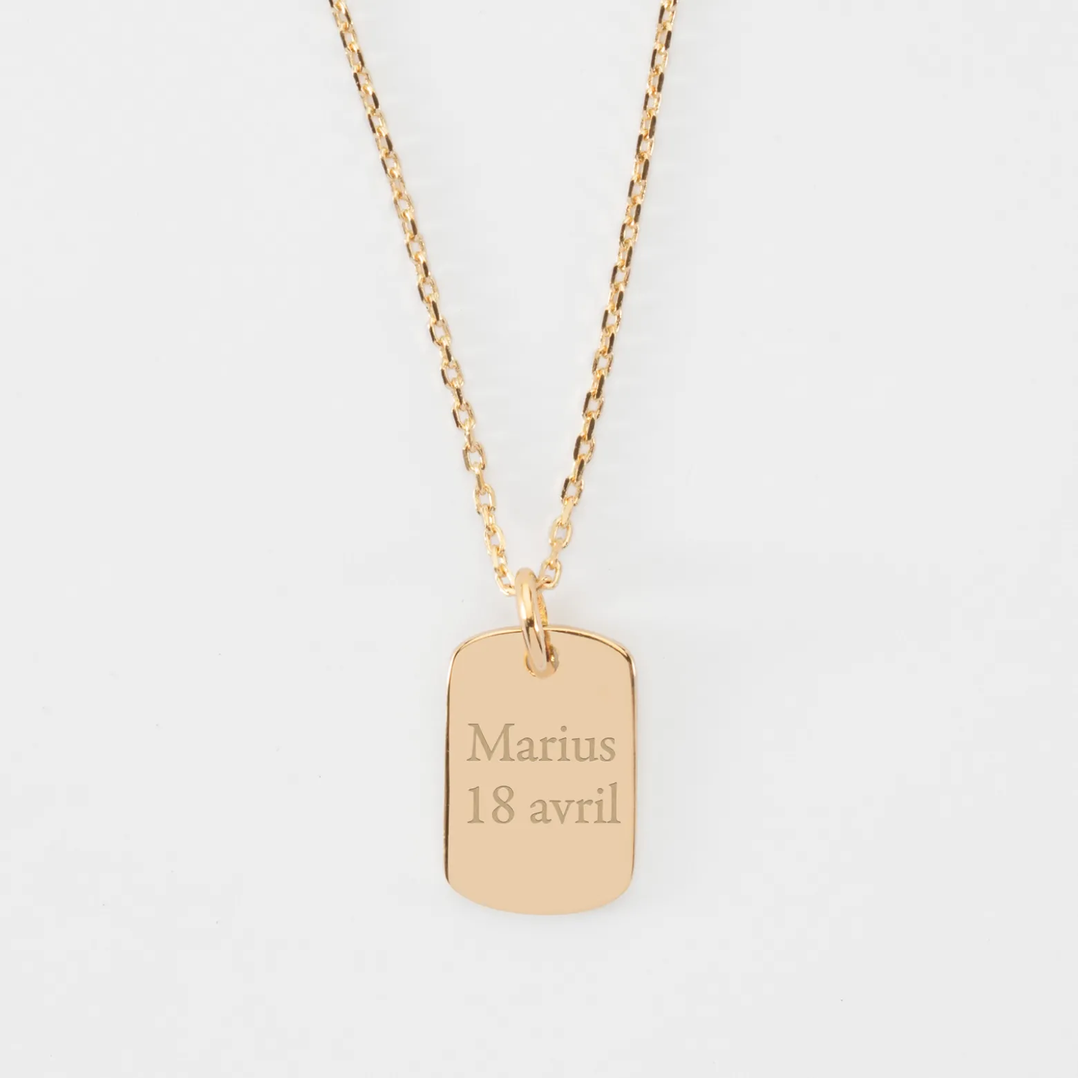Pendentif personnalisé médaille gravée plaqué or rectangle 17x11 mm