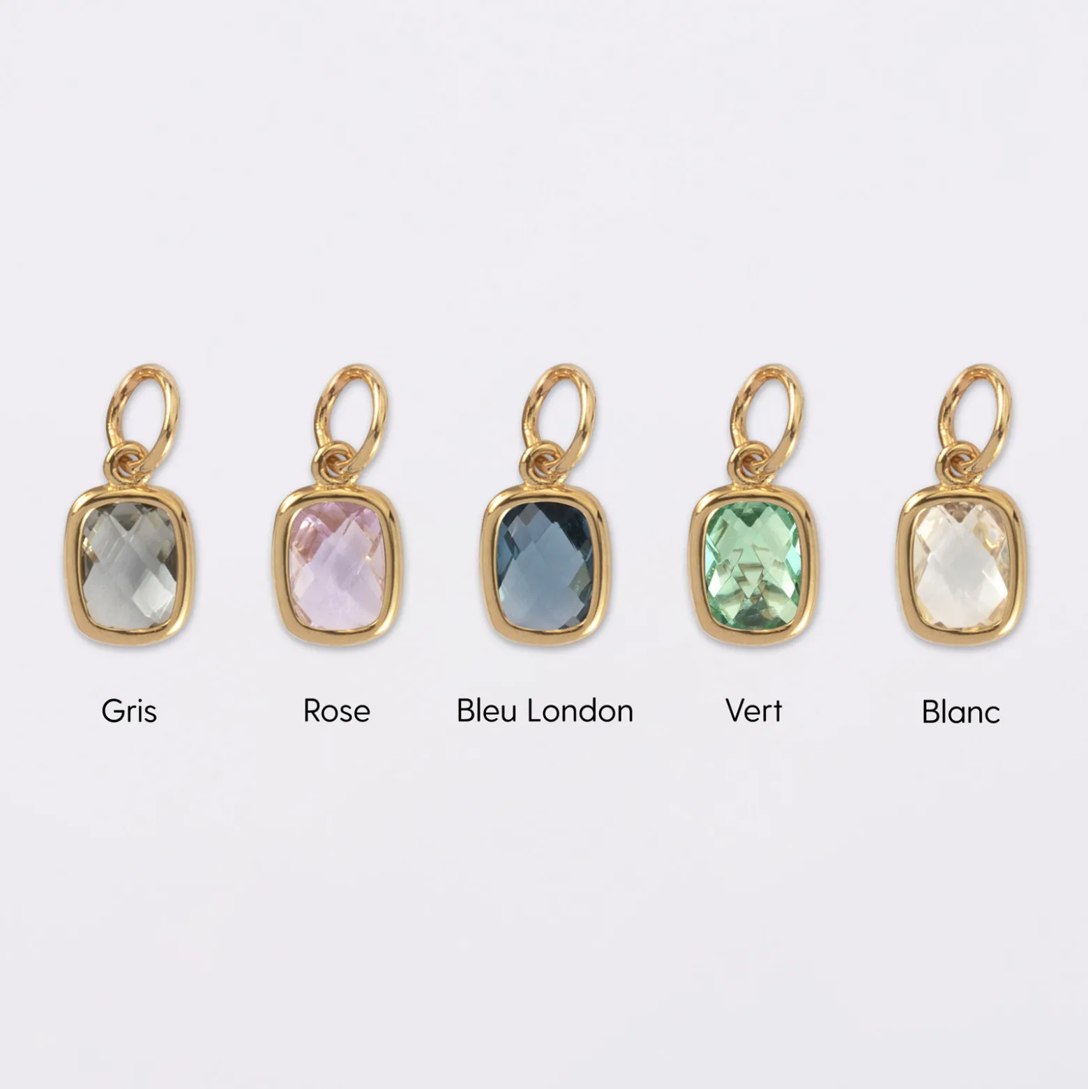 Pendentif personnalisé médaille gravée plaqué or 10 mm et breloque rectangle zircon plaqué or 9 mm