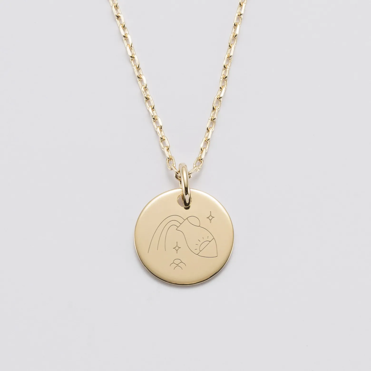 Pendentif personnalisé médaille gravée plaqué or 15 mm - Edition spéciale Astro
