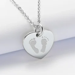 Pendentif personnalisé médaille gravée acier coeur 20x18 mm