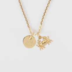 Pendentif personnalisé médaille gravée plaqué or 10 mm et breloque(s) summer - à composer
