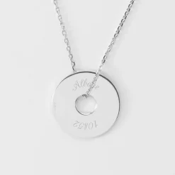 Pendentif personnalisé médaille gravée argent cible soleil 20mm