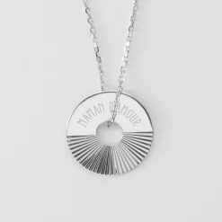 Pendentif personnalisé médaille gravée argent cible soleil 20mm