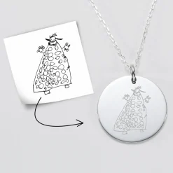 Pendentif personnalisé médaille gravée argent 27 mm