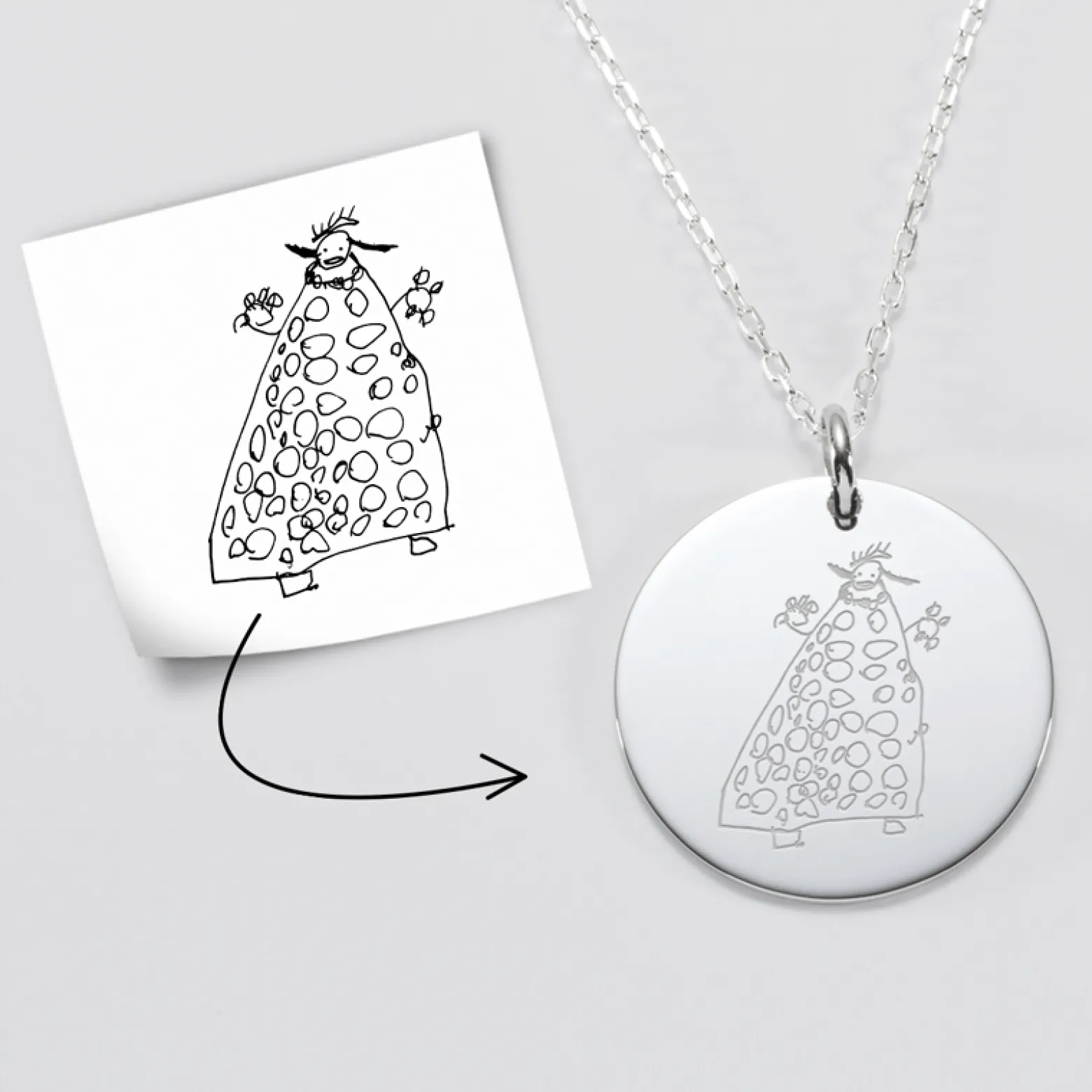 Pendentif personnalisé médaille gravée argent 27 mm