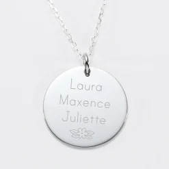 Pendentif personnalisé médaille gravée argent 27 mm