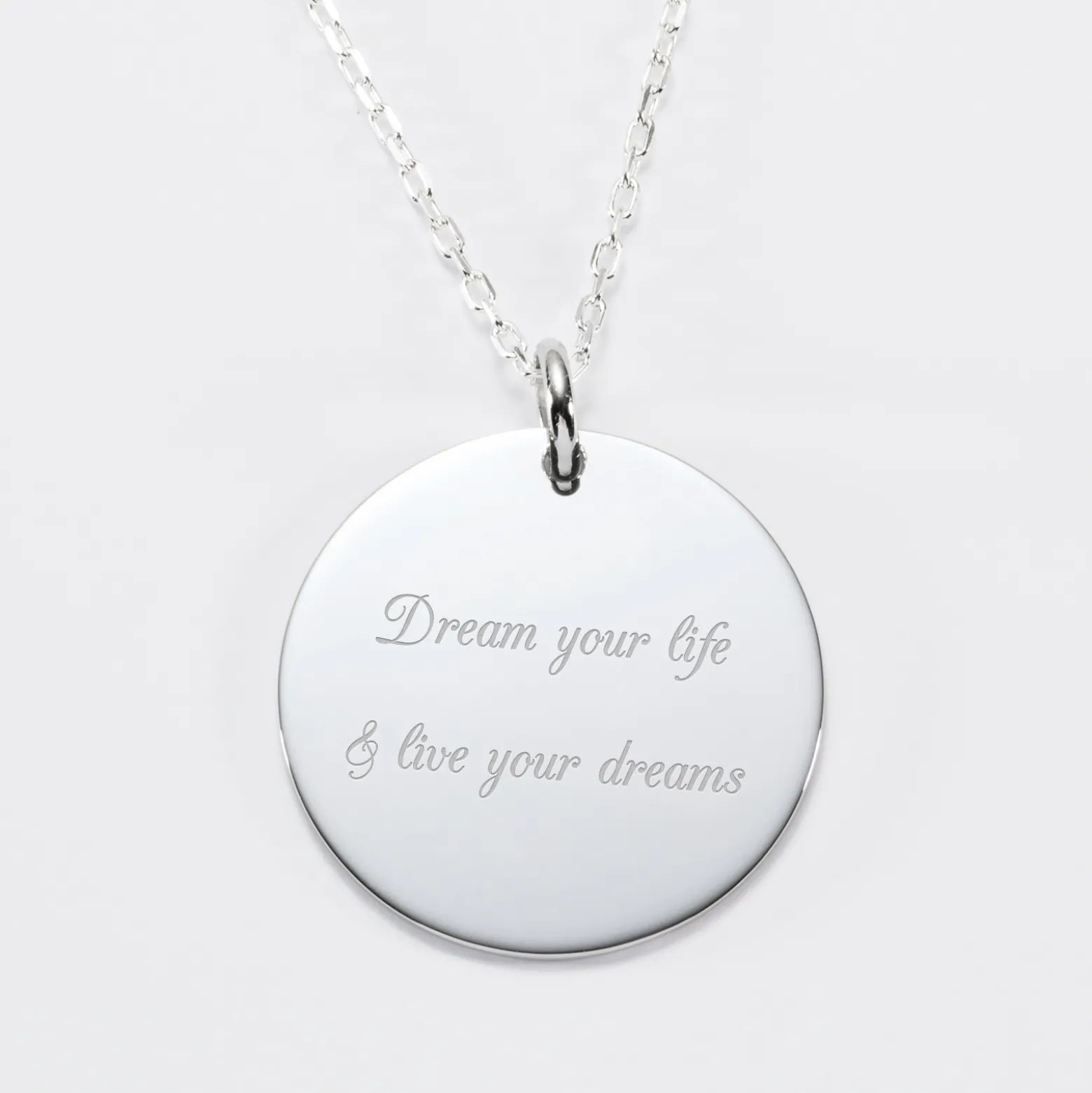 Pendentif personnalisé médaille gravée argent 27 mm