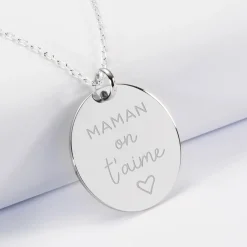 Pendentif personnalisé médaille gravée argent 27 mm