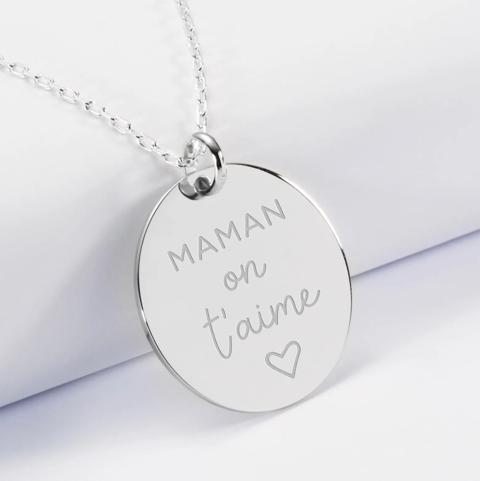 Pendentif personnalisé médaille gravée argent 27 mm