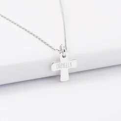 Pendentif personnalisé médaille gravée argent croix 15x13 mm