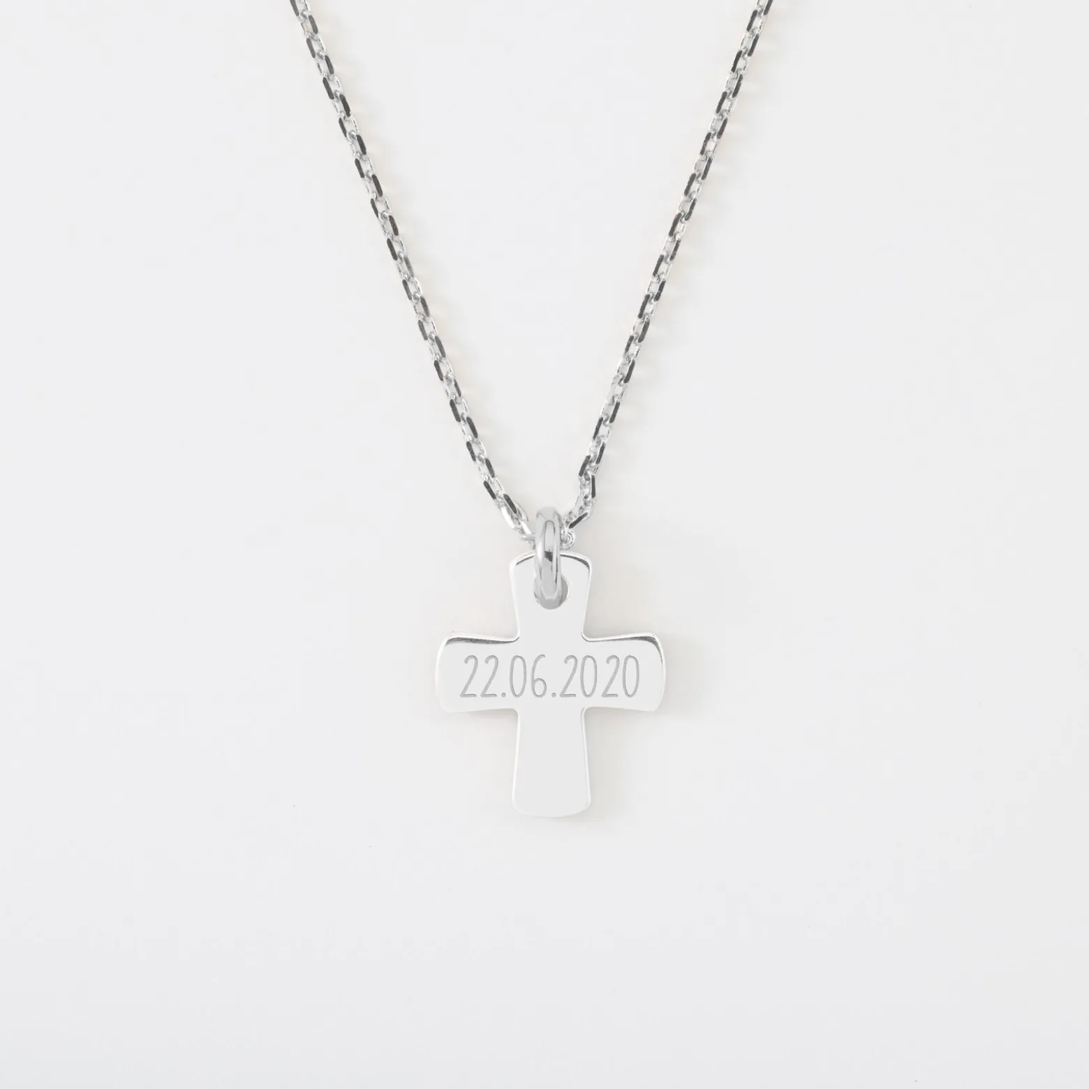 Pendentif personnalisé médaille gravée argent croix 15x13 mm