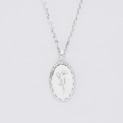 Pendentif personnalisé médaille vintage ovale dentelée gravée argent 20x13 mm