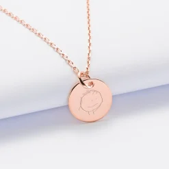 Pendentif personnalisé médaille gravée plaqué or rose 15 mm