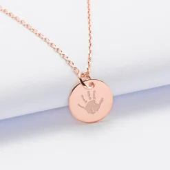 Pendentif personnalisé médaille gravée plaqué or rose 15 mm